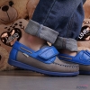 Children's Moccasins PONKI ELEGO GREY BLUE, Sizes 22-30