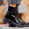 Elegant Children's Ankle Boots PONKI ROSES BLACK-LAK, sizes 31-36