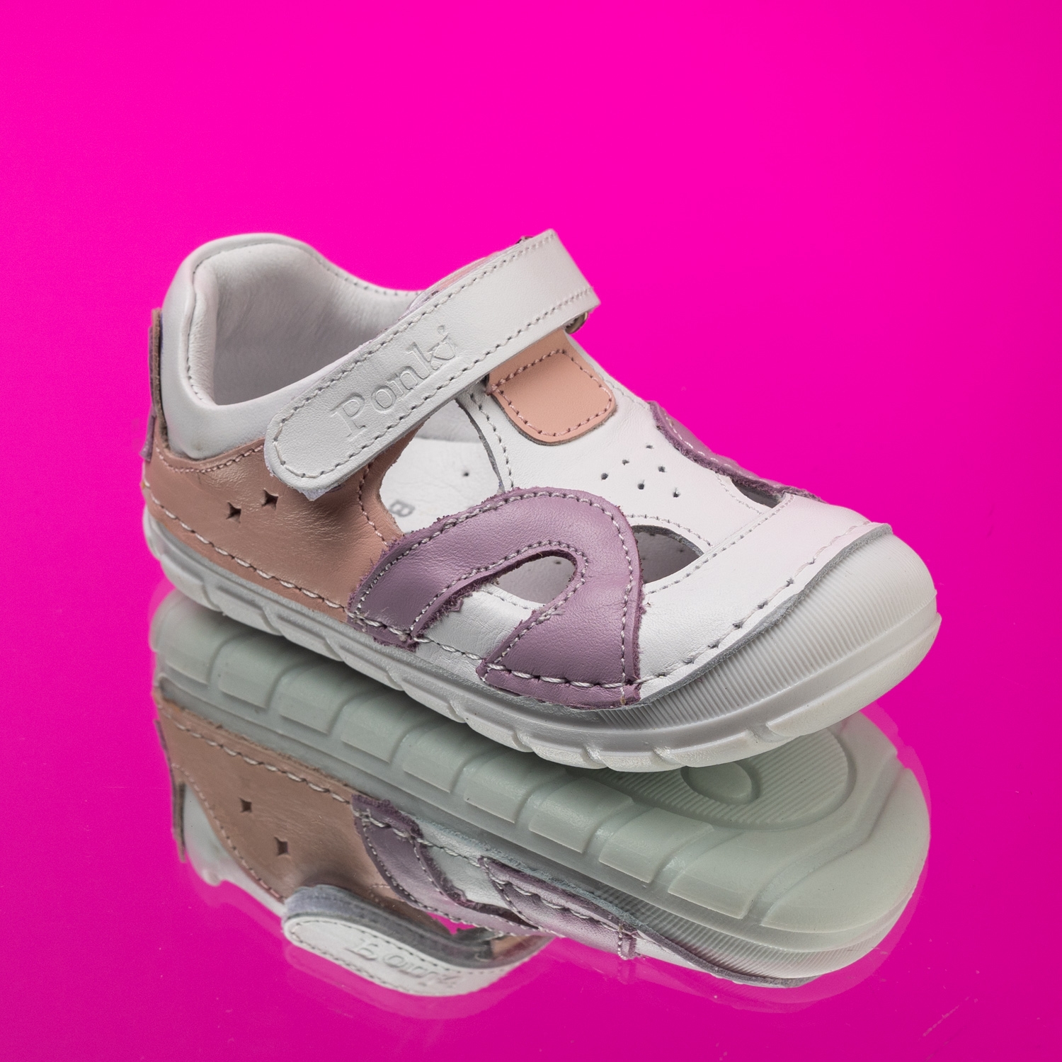 Baby barefoot sandals PONKI BAREFOOT REBBEL WHITE - PURPLE №22-25