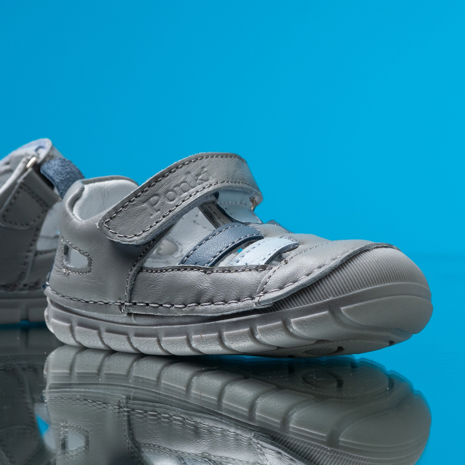 Baby barefoot sandals PONKI BAREFOOT SPLITT GREY №19-21