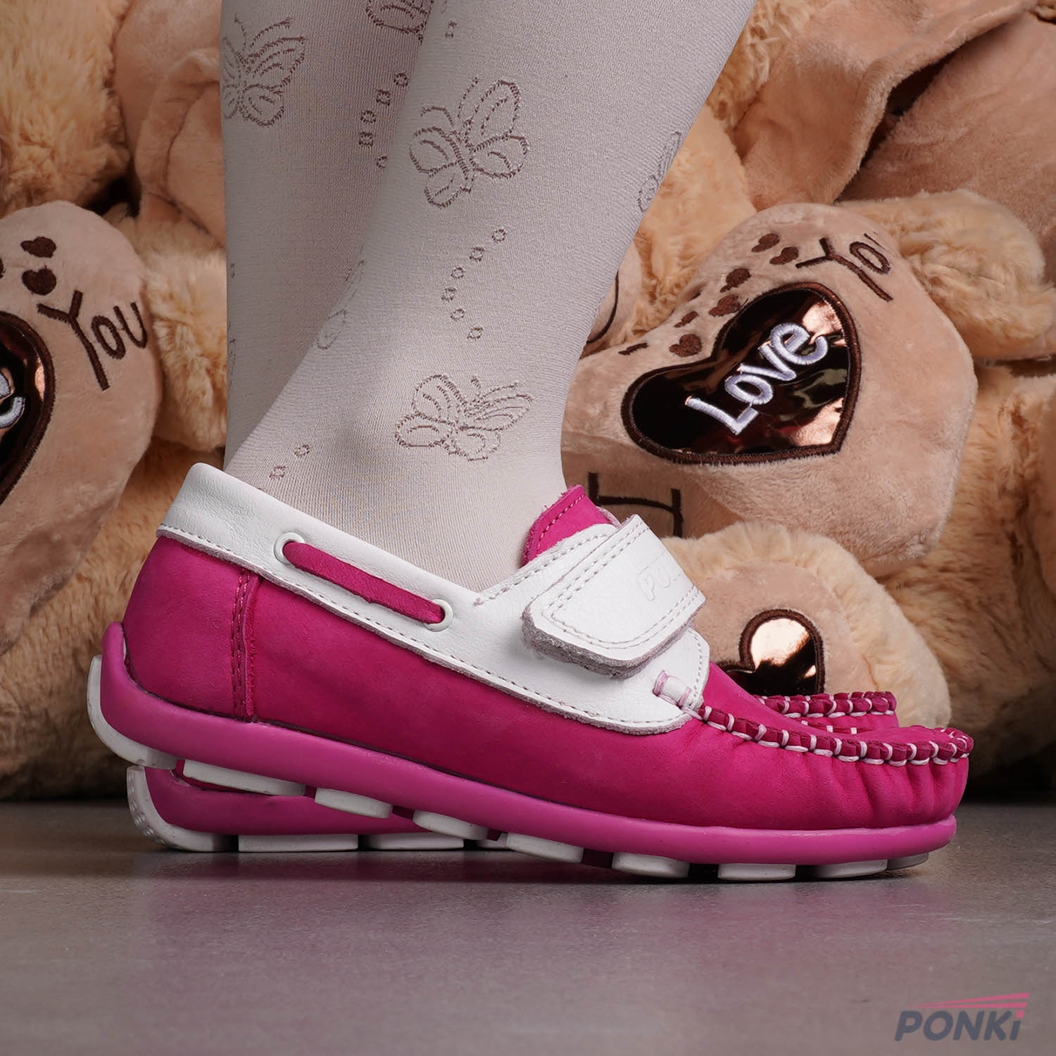 Baby moccasins PONKI CYCLAMENWHITE size 21-25
