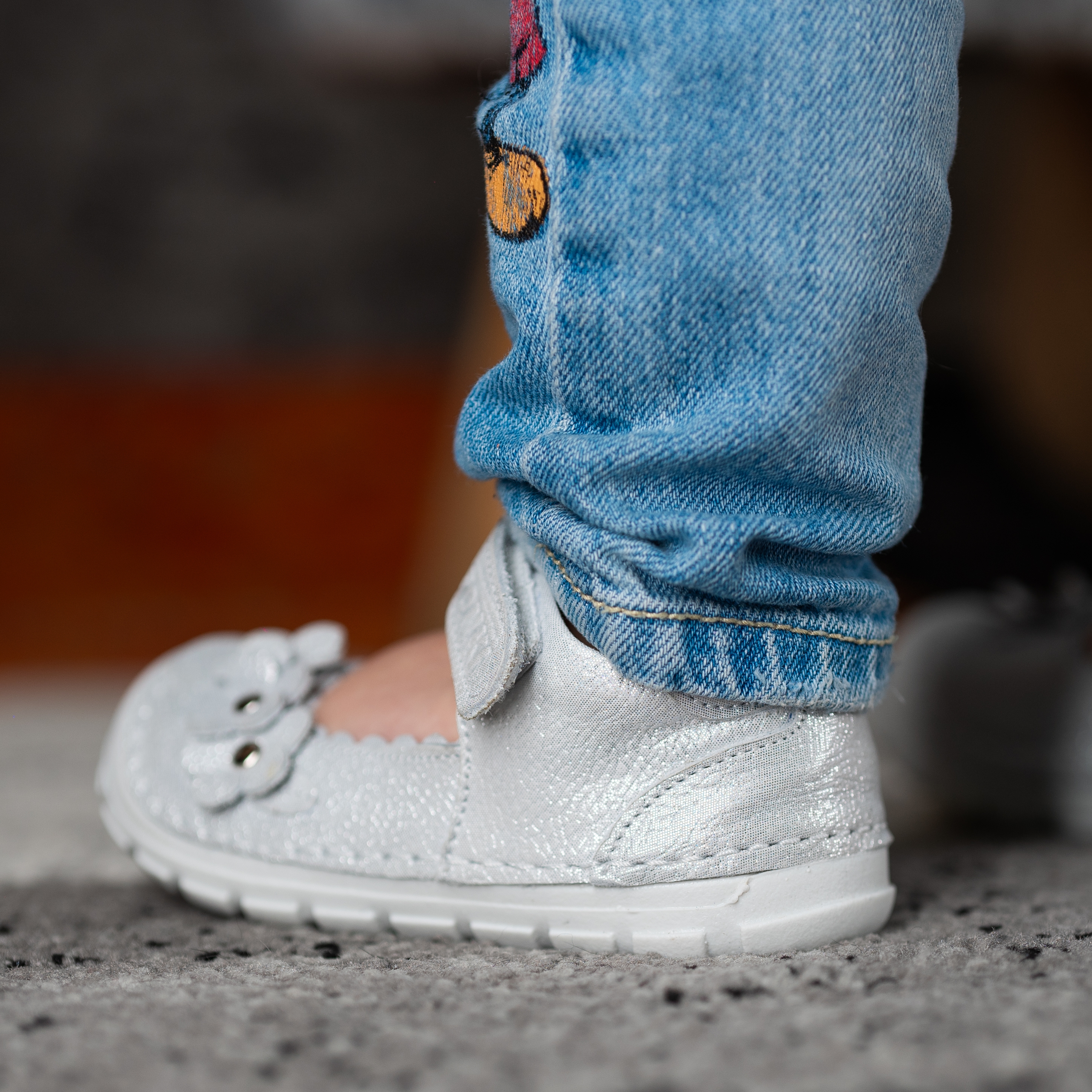 Baby shoes PONKI BAREFOOT Flower Silver №19-21
