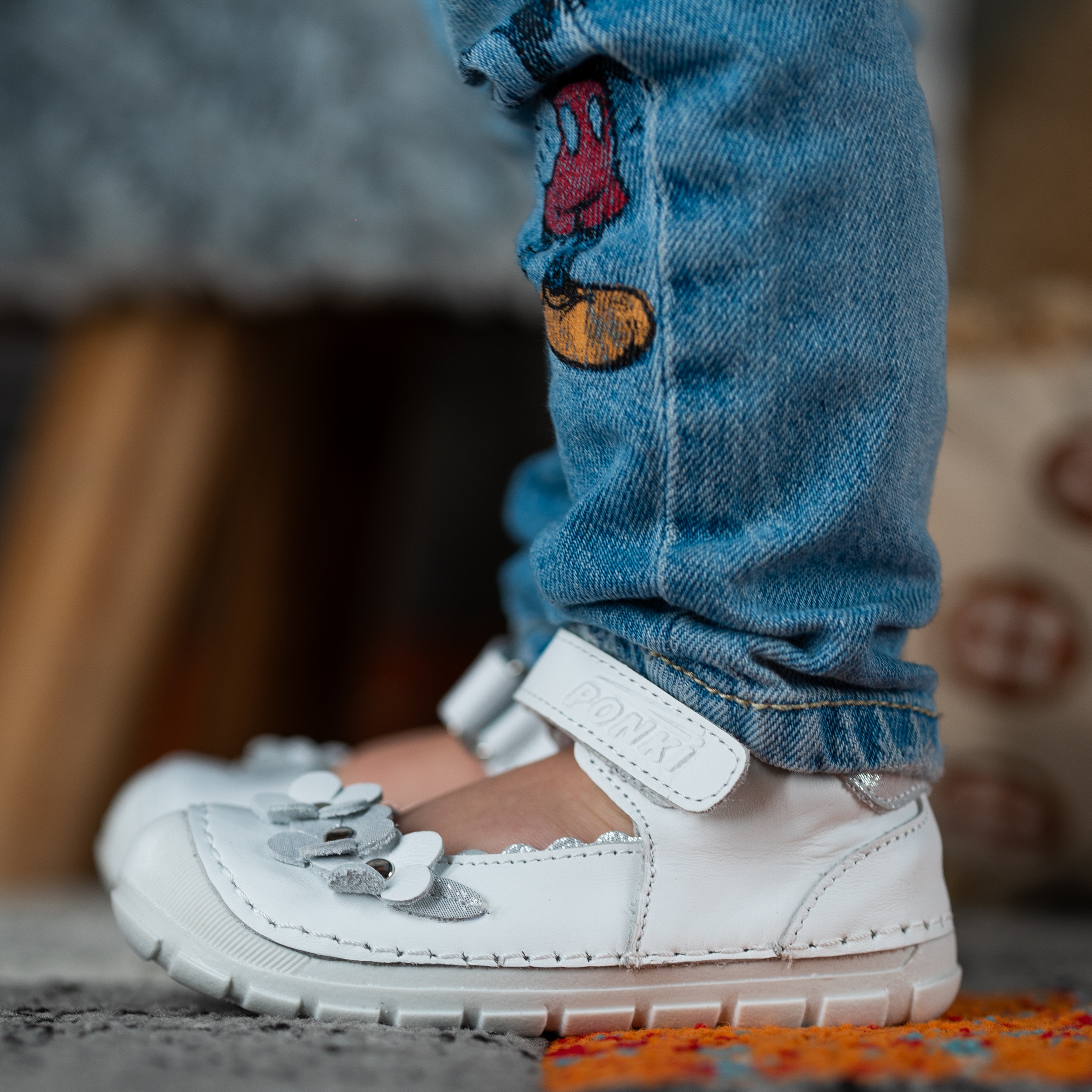 Baby shoes PONKI BAREFOOT Flower White №19-21