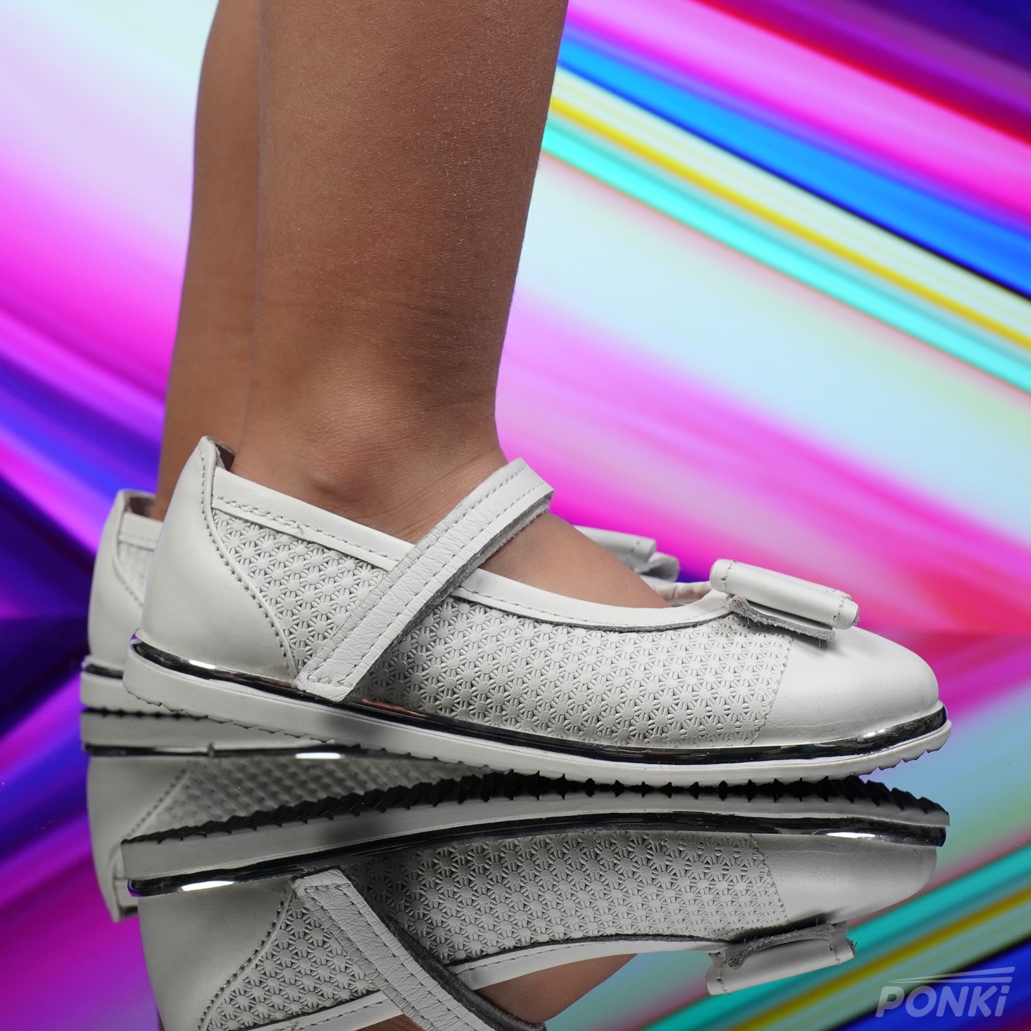 Children's ballerina shoes PONKI QUITY-PANDEL WHITE sizes 31-36