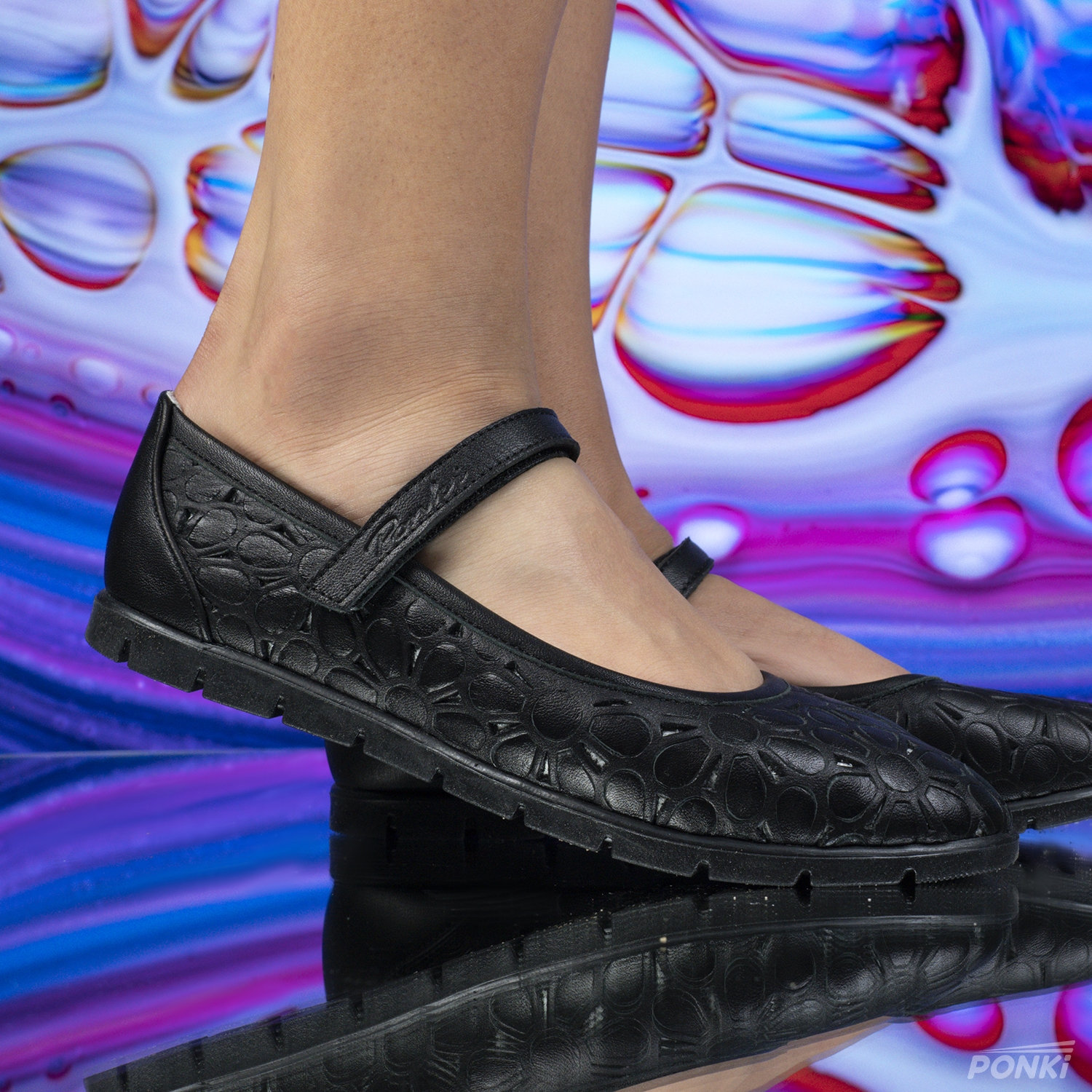 Children's Ballerinas PONKI QUITY BLACK, Sizes 31-36