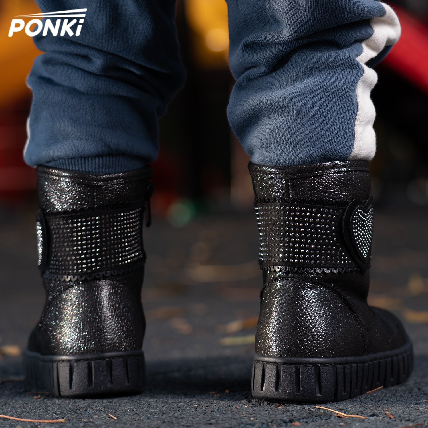 Children's boots PONKI CORAZON BLACK-PLATINUM №26-30