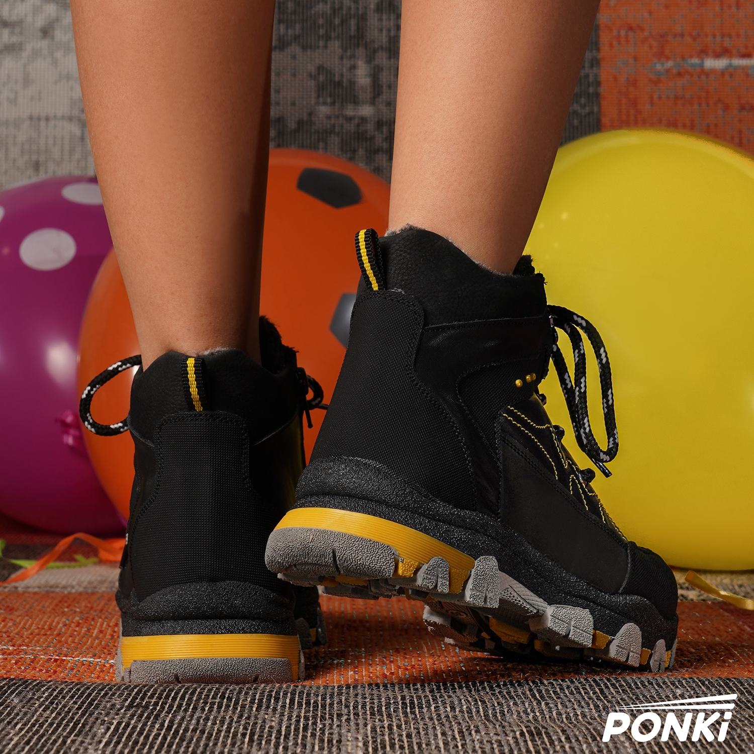 Children's boots PONKI GRANCER BLACK size 31-36.