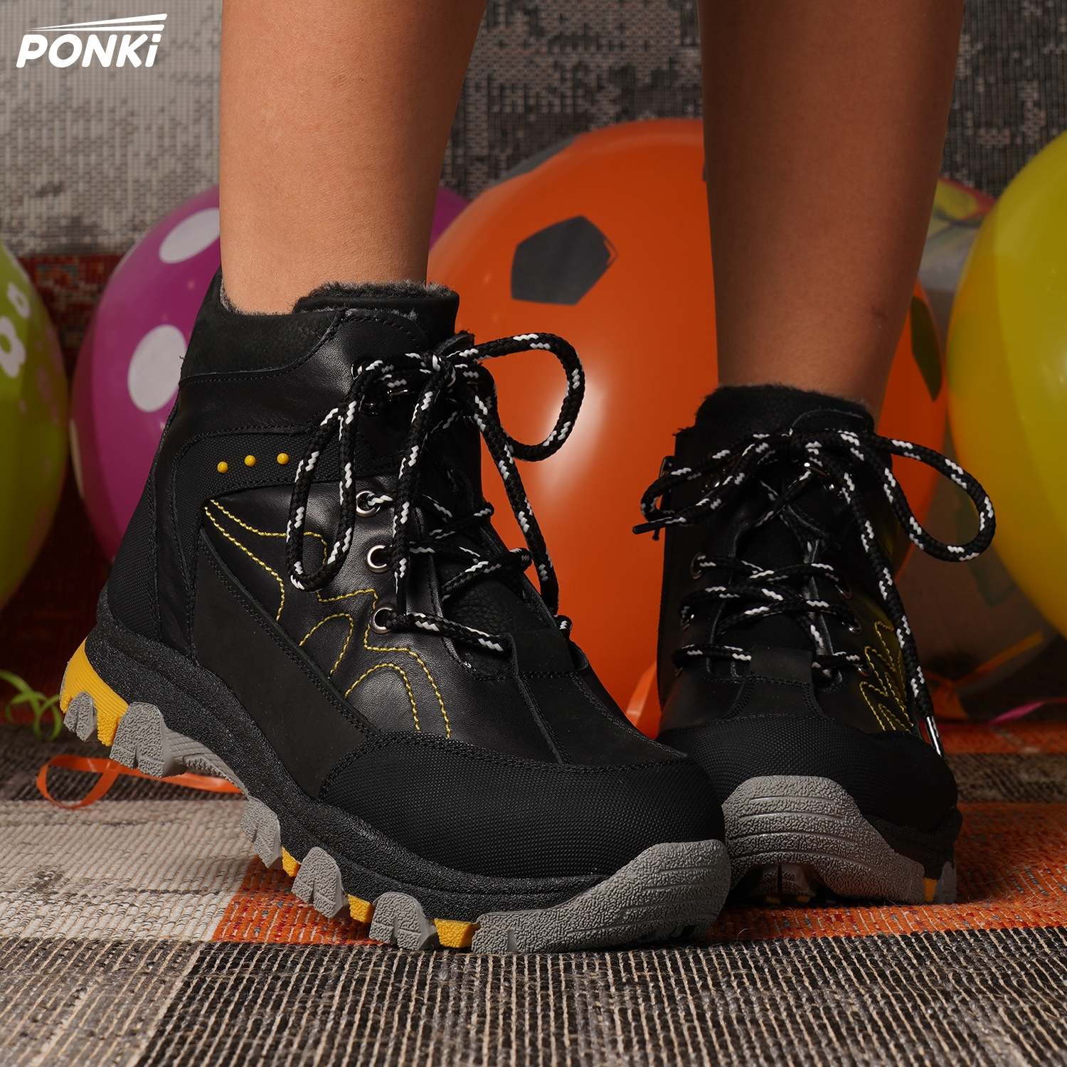 Children's boots PONKI GRANCER BLACK size 31-36.