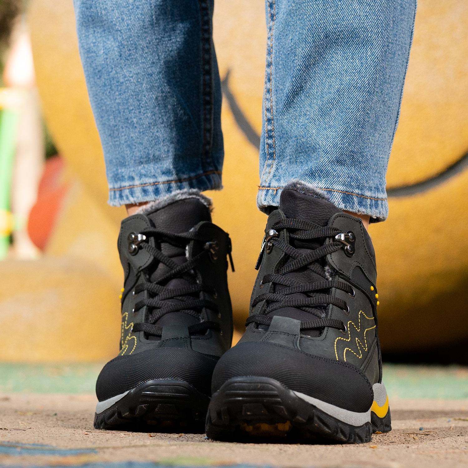 Children's boots PONKI GRANCER BLACK-YELLOW №31-36