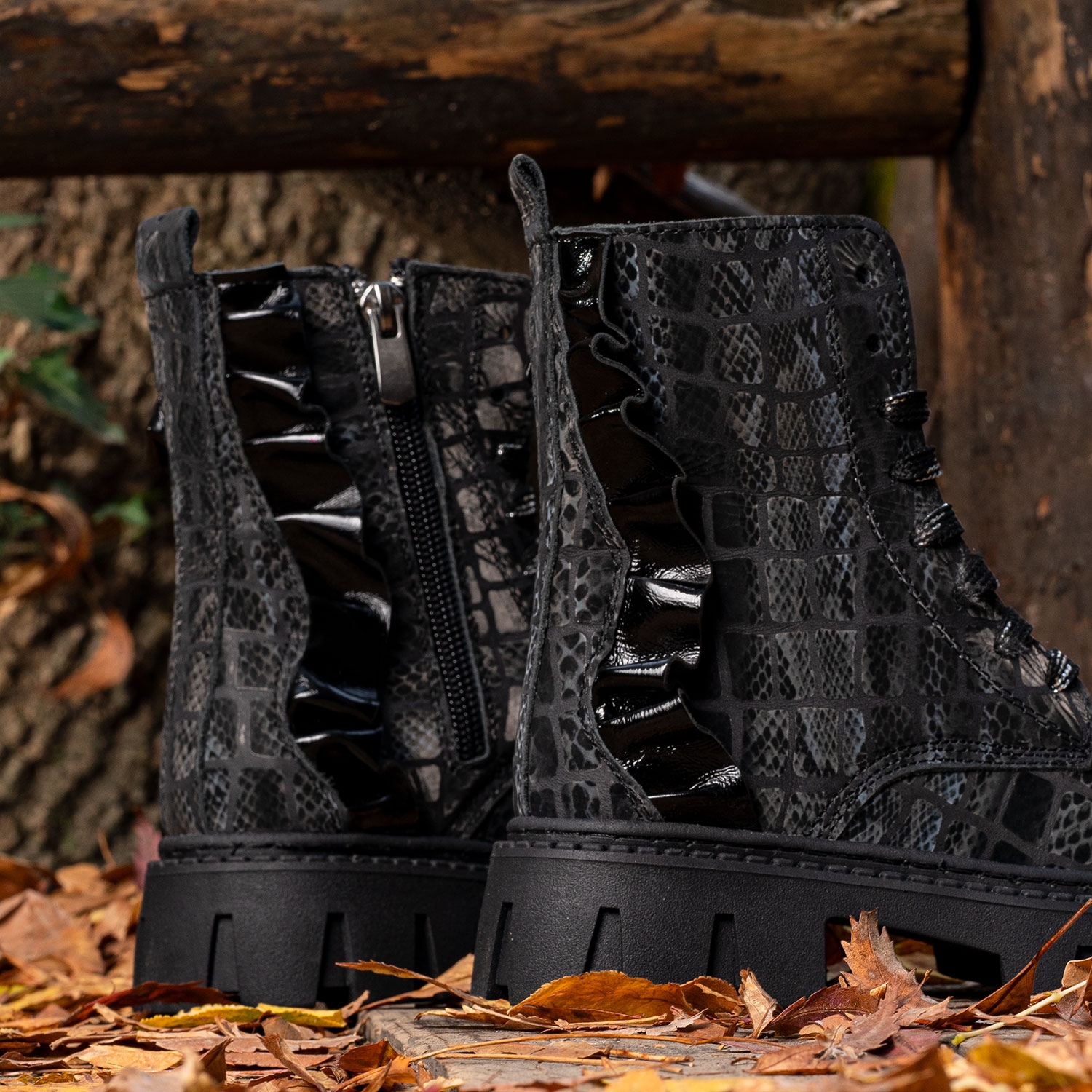 Children's boots PONKI MODELLO Black Croco №31-36