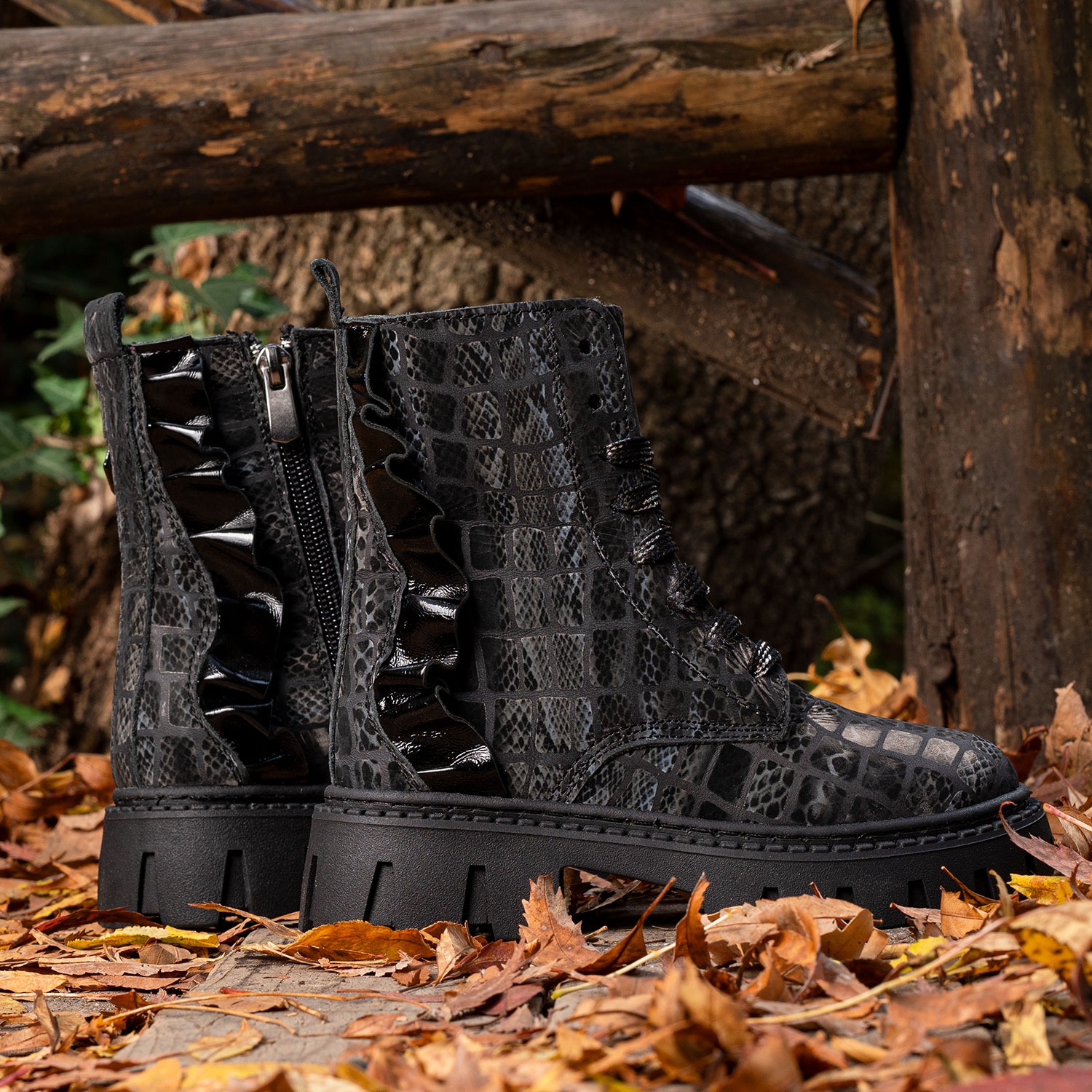 Children's boots PONKI MODELLO Black Croco №31-36
