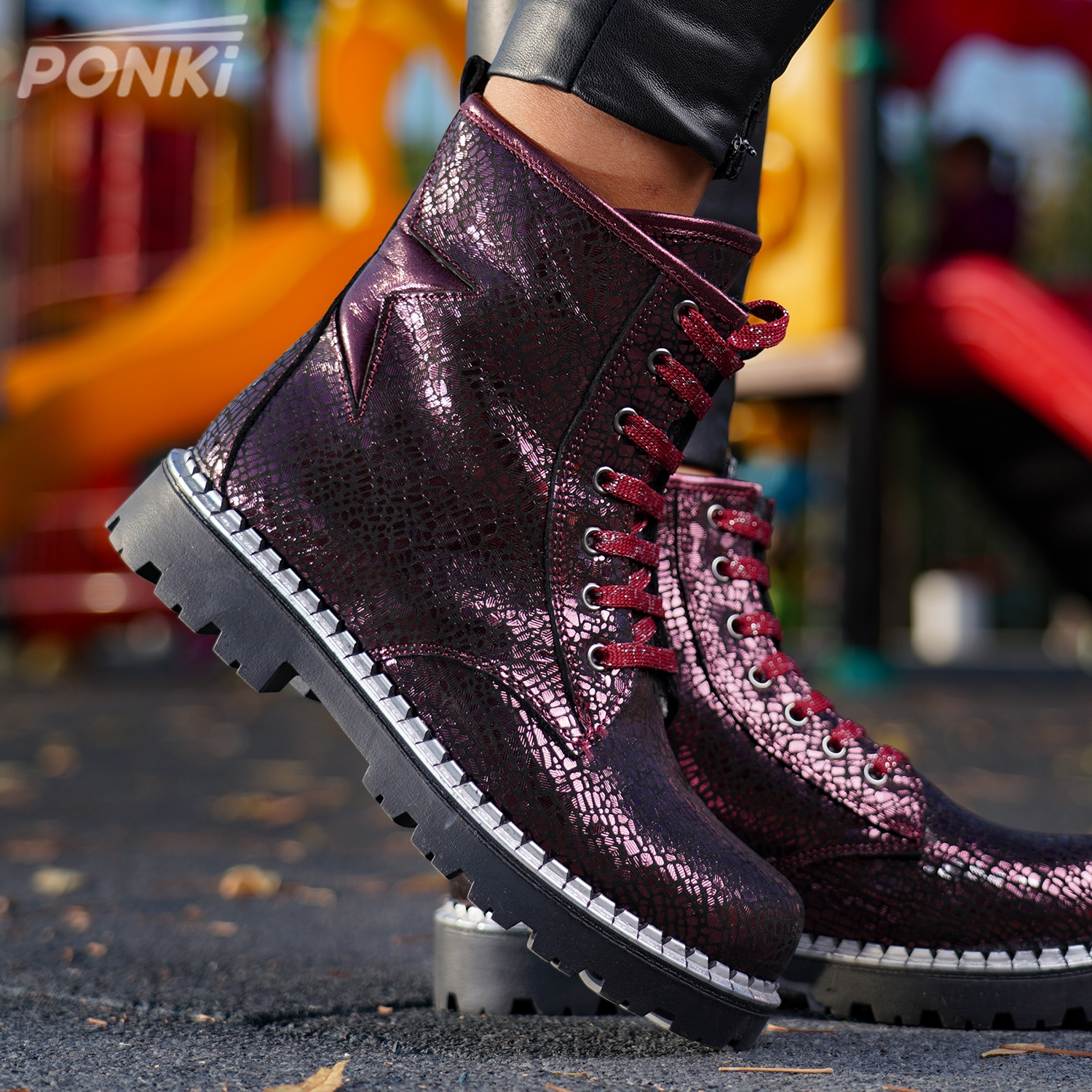 Children's boots PONKI STARFALL BURGUNDY size 26-30, size 31-36