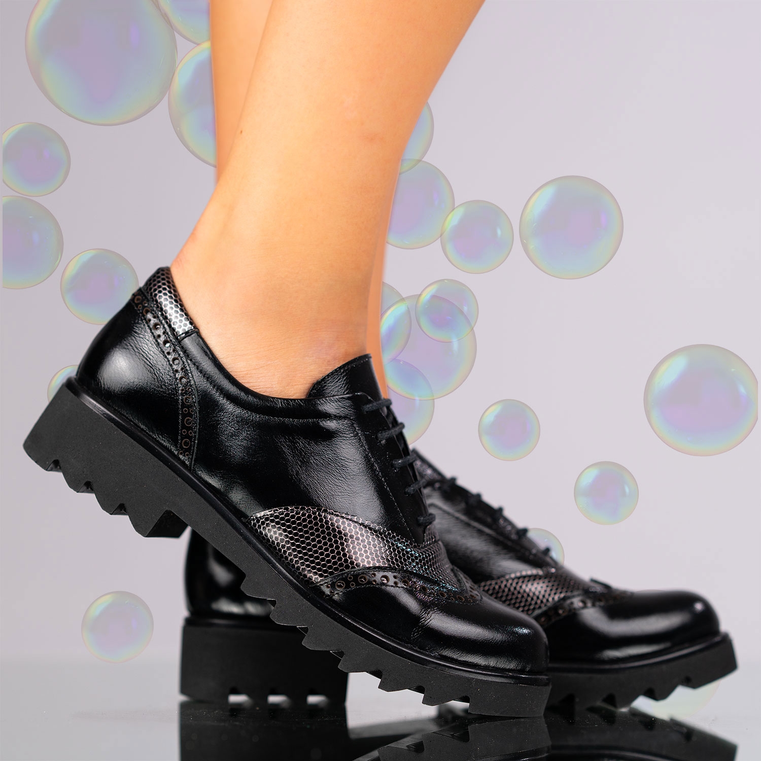 Children's formal shoes PONKI Oxford New Shinny Black №31-36
