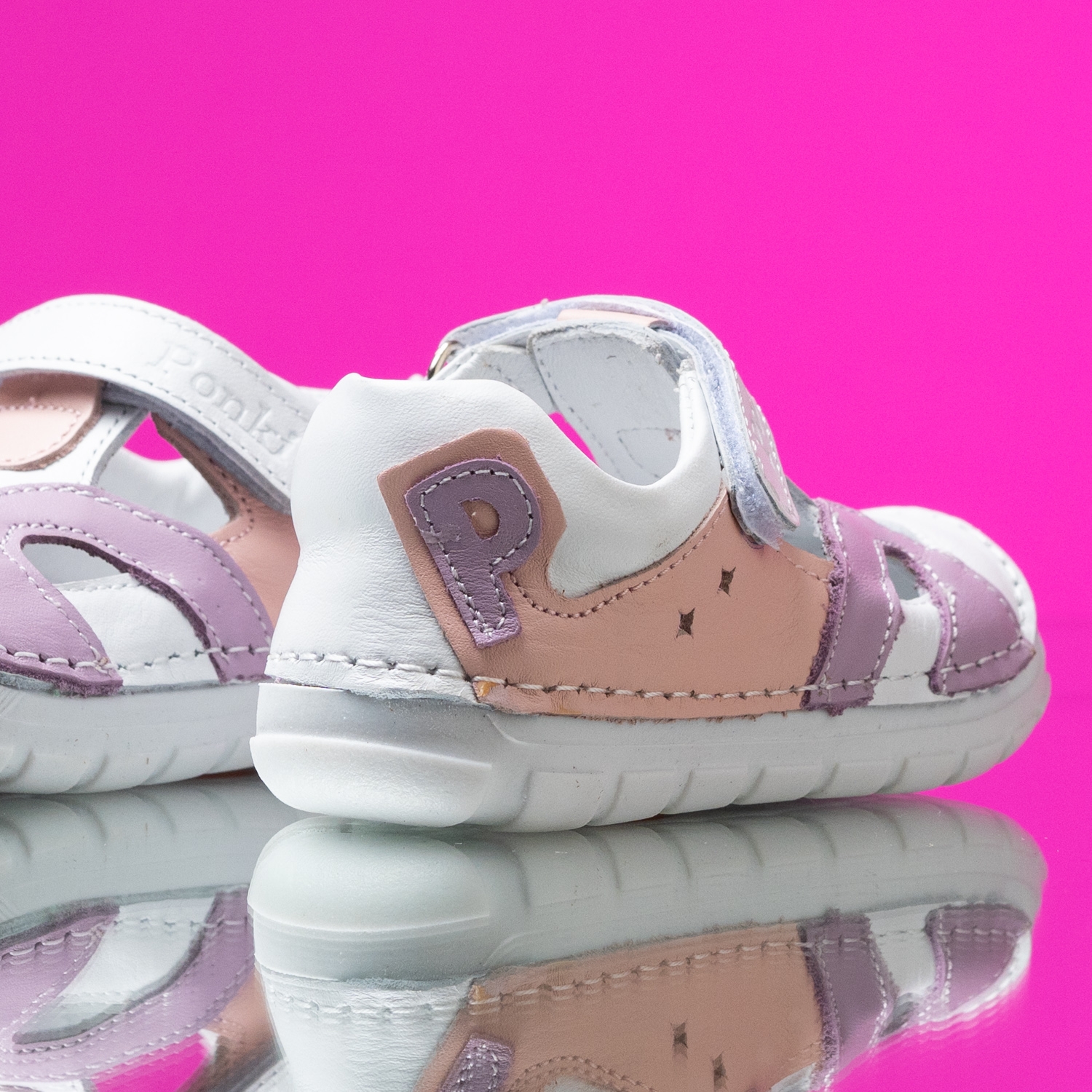 Baby barefoot sandals PONKI BAREFOOT REBBEL WHITE - PURPLE №22-25
