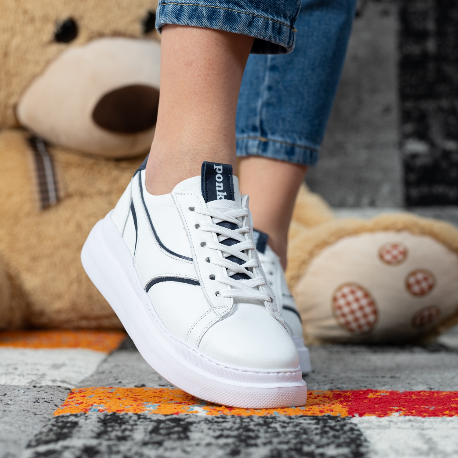 Junior sneakers PONKI Splint White-Darkblue №36-39