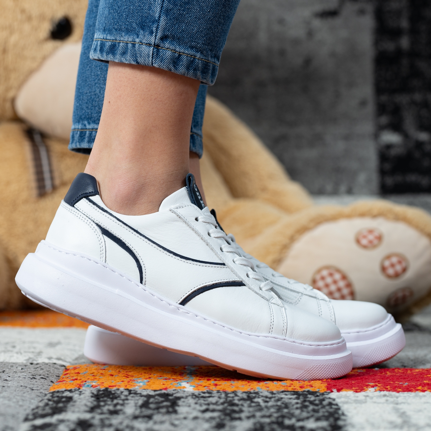 Junior sneakers PONKI Splint White-Darkblue №36-39