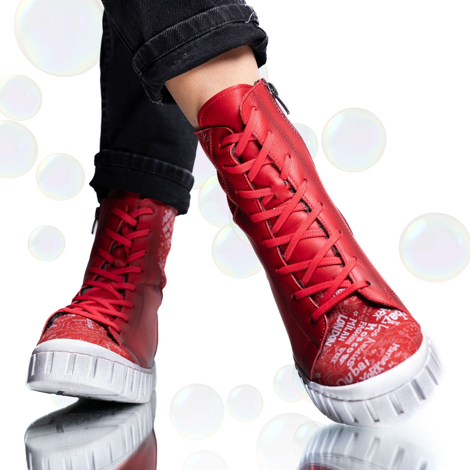 Youth boots PONKI WORLDE RED №36-39